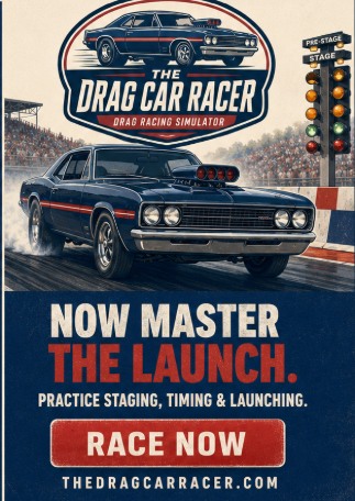 The Drag Car Racer &mdash; practice staging, timing and launching. Race Now.