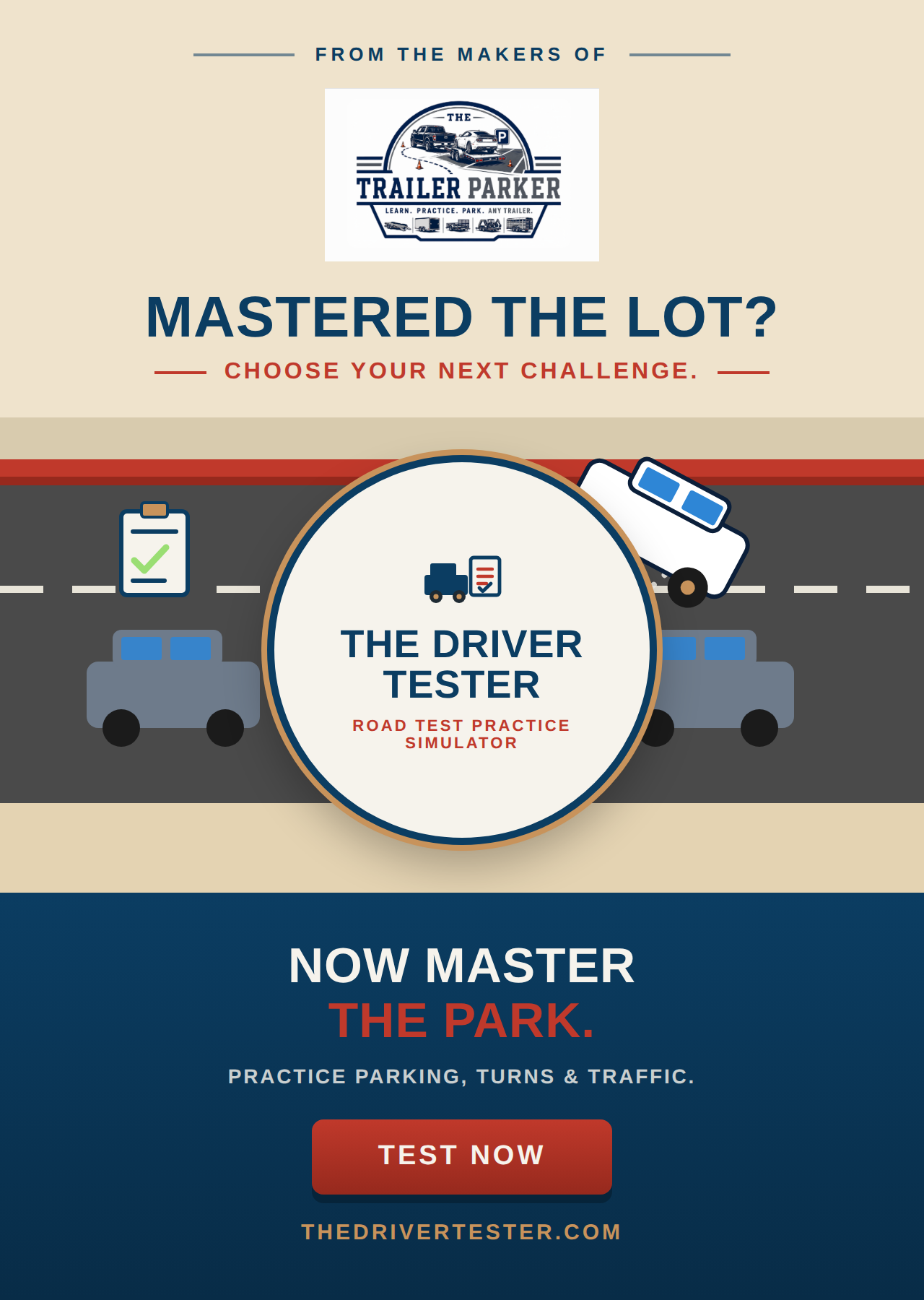 From the makers of The Trailer Parker: The Driver Tester &mdash; road test practice simulator. Test Now.